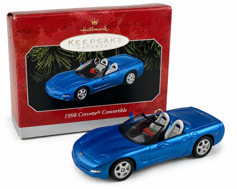 Vintage 1998 Hallmark Corvette Convertible Bright Blue Keepsake Ornament Box